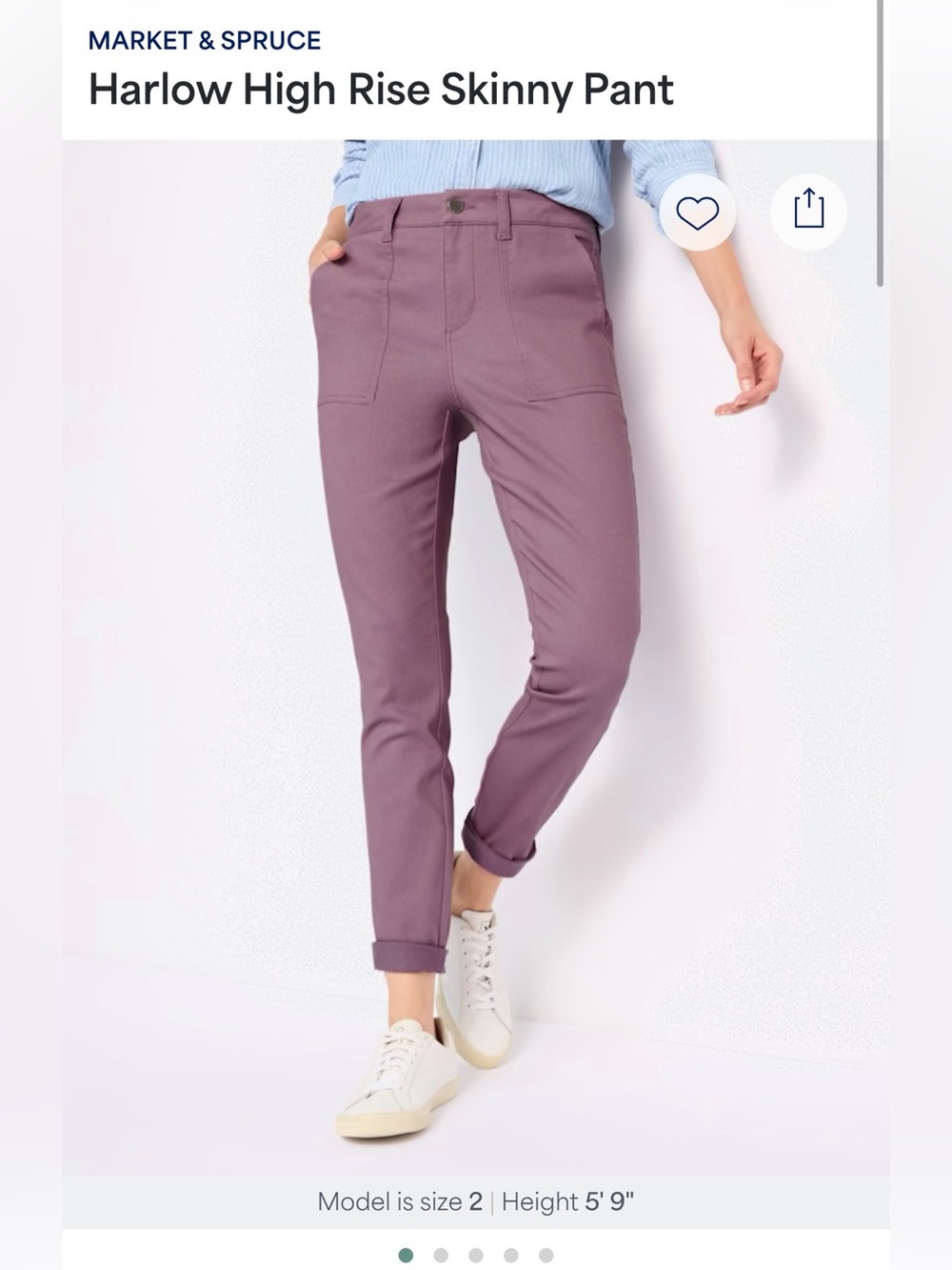 Market & Spruce Skinny Leg Trousers in Mauve, New With Tags, Size 2, CUTE Pants!